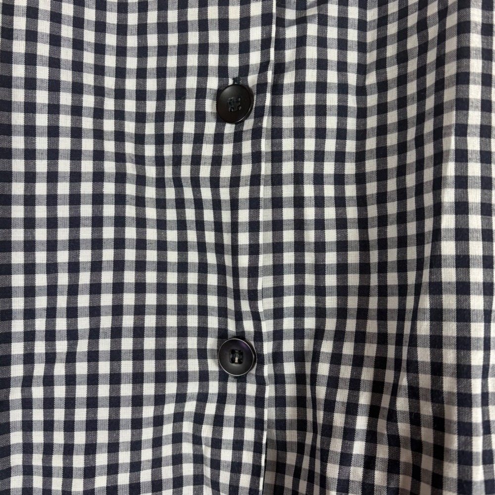 Nick & Sarah Plus Womens 2X Gingham Ruffle Hem Button Front Tank Top Black White - Picture 4 of 8